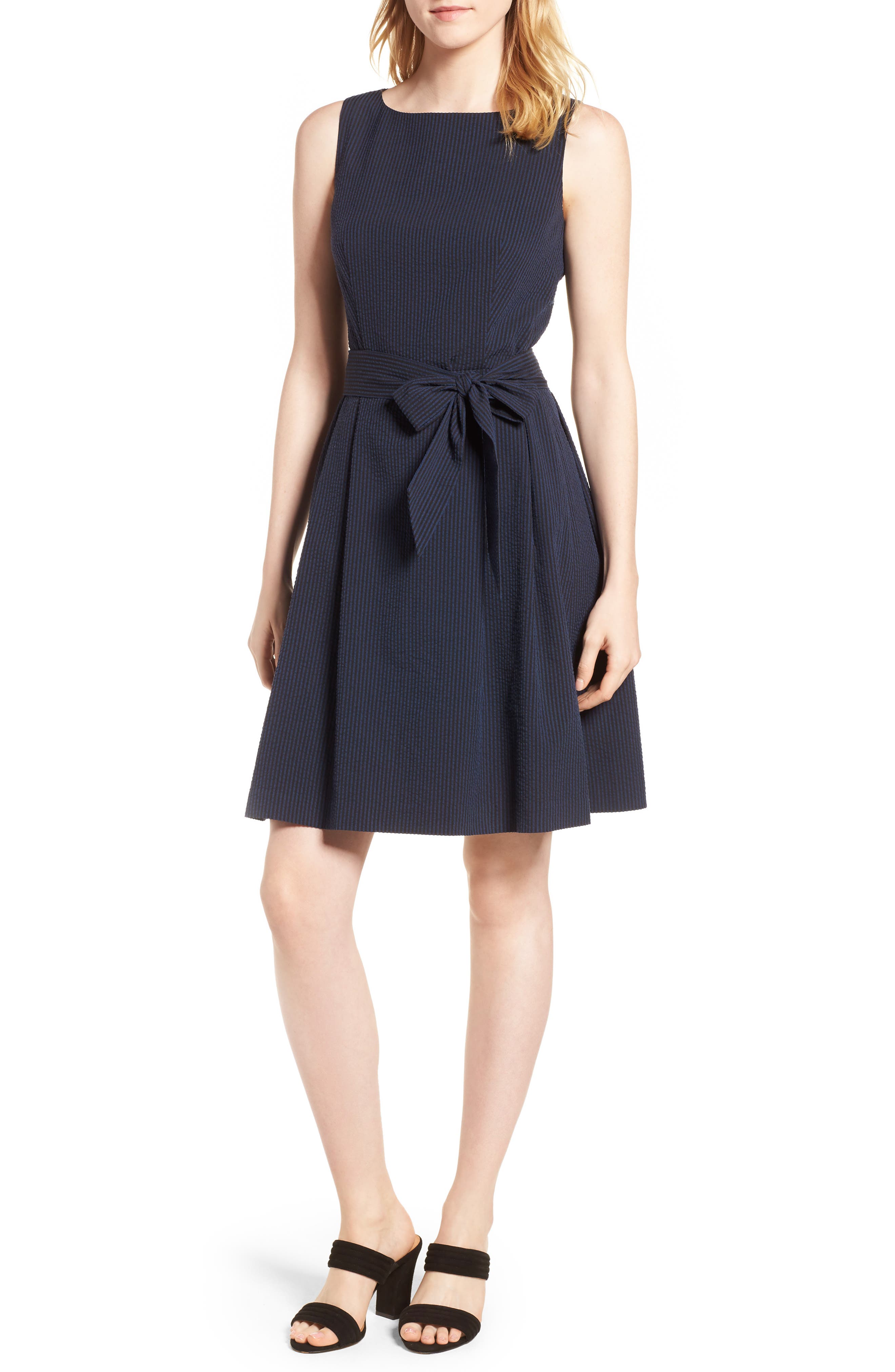 anne klein seersucker fit & flare dress