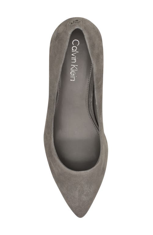 Shop Calvin Klein Lenott Pointed Toe Pump In Medium Grey