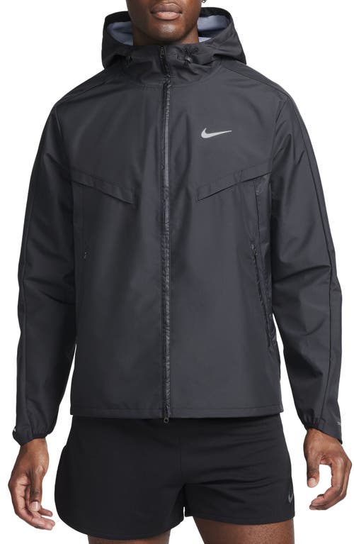 Shop Nike Windrunner Water Repellent Hooded Jacket In Black/black