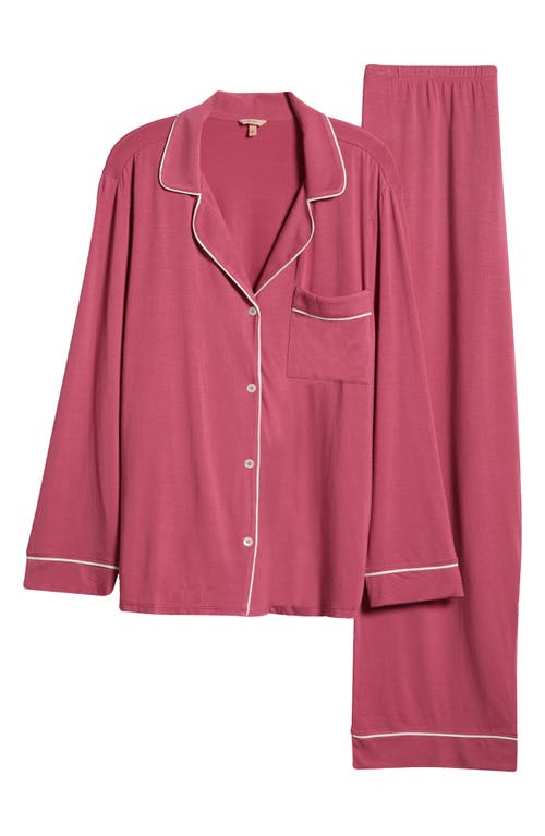 Eberjey Gisele Jersey Knit Pajamas in Raspberry /Ivory at Nordstrom