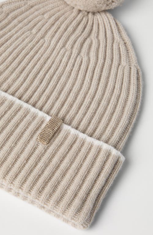 Shop Brunello Cucinelli Cashmere Rib Knit Beanie In Hazelnut