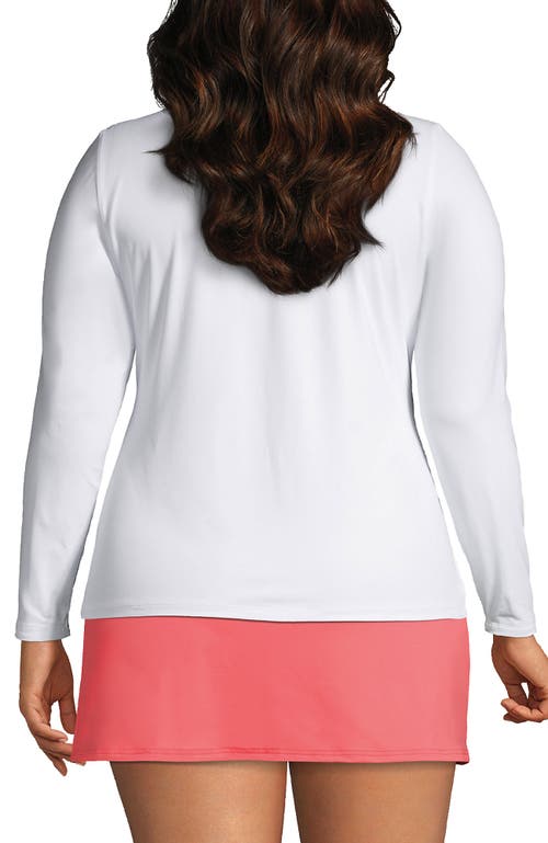 Lands' End Plus Size Crew Neck Long Sleeve Rash Guard Upf 50 Sun Protection Swim Tee In White