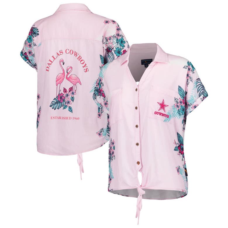 Shop Margaritaville Pink Dallas Cowboys Stadium Tie-front Button-up Shirt
