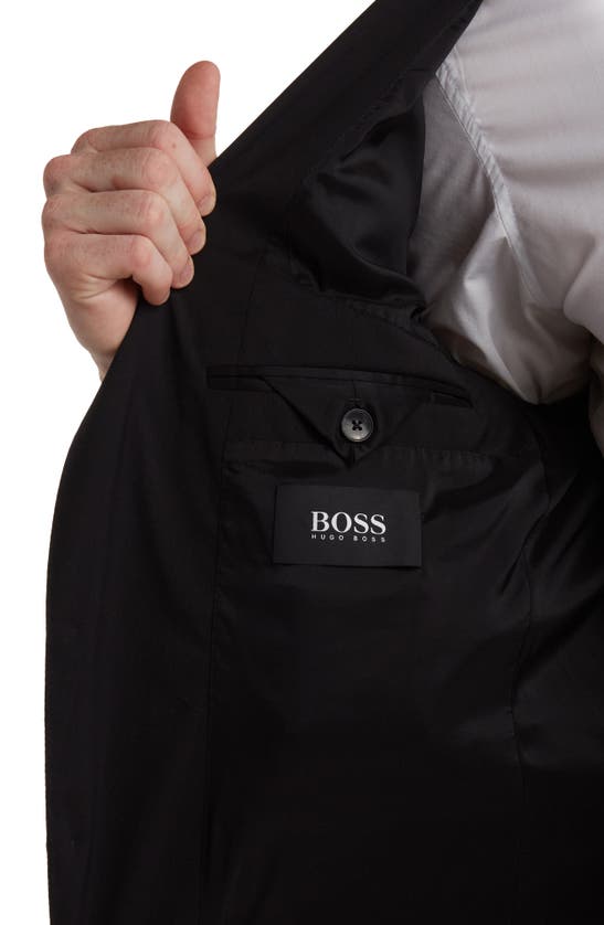 Hugo Boss Huge Genius Black Solid Two-button Notch Lapel Wool Suit In Black