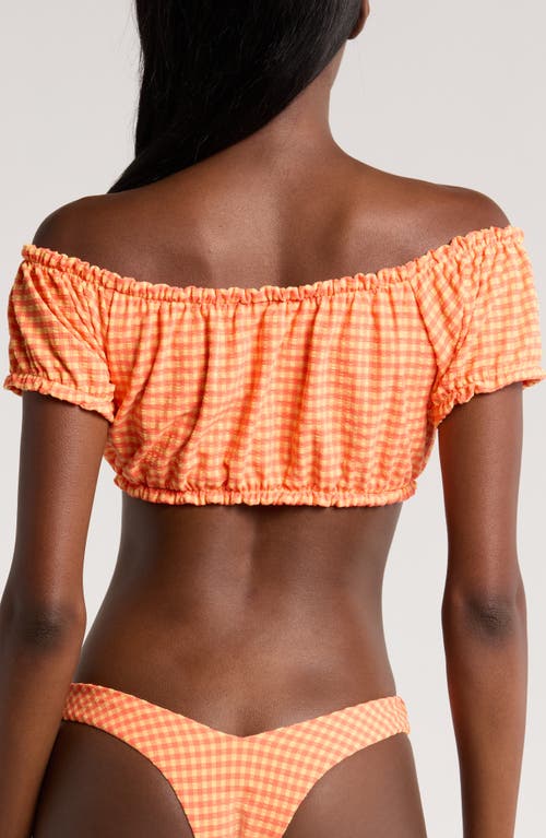 Shop Kulani Kinis Ruffle Off The Shoulder Bandeau Bikini Top In Honeysuckle