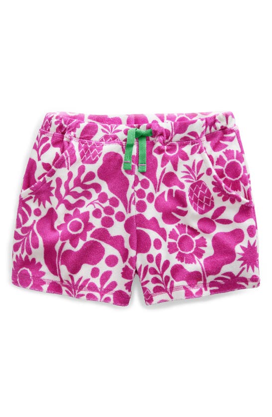 Boden Kids' Floral Print Terry Shorts In Pink Holiday Floral