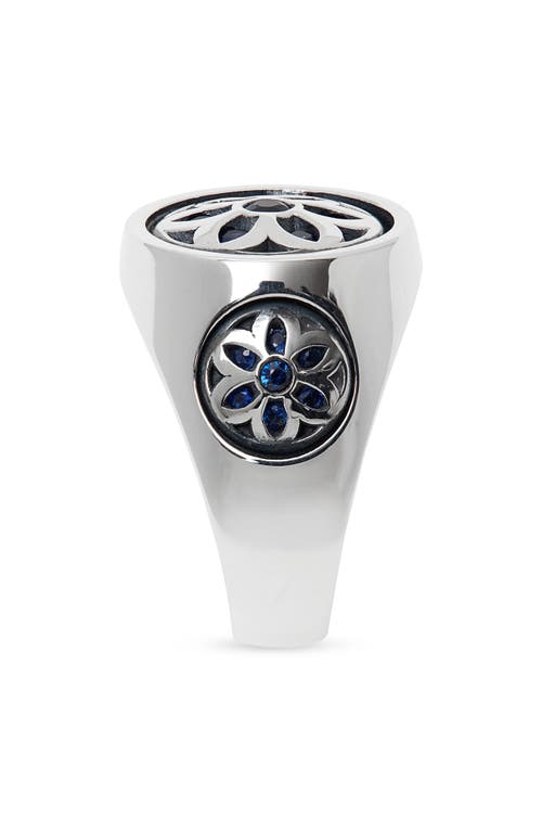 Shop Good Art Hlywd Small Club Sapphire Flower Signet Ring In Silver