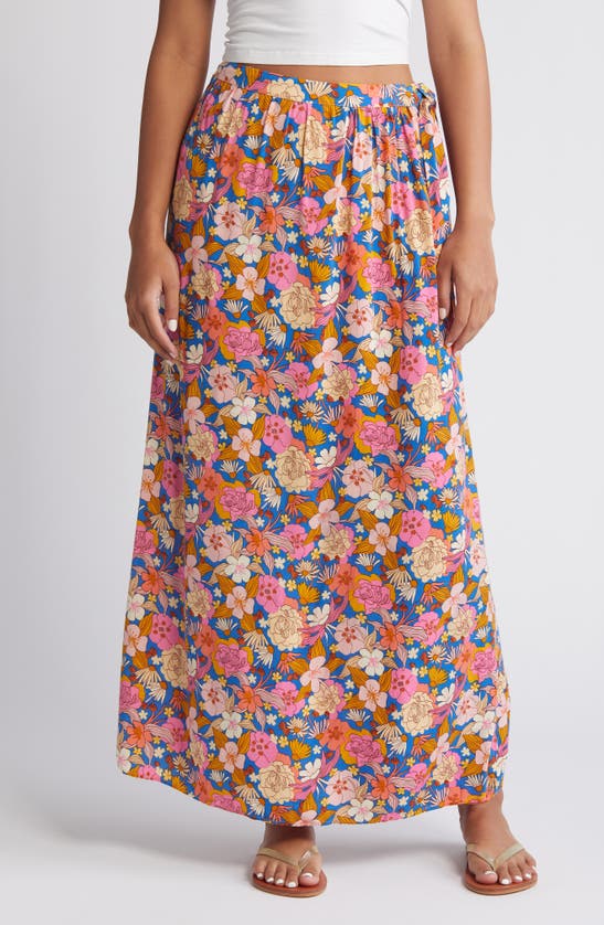 Shop Rip Curl Kamari Floral Wrap Maxi Skirt In Pink Multi