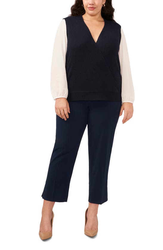 Shop Halogen ® Layered Mixed Media Sweater In Classic Navy