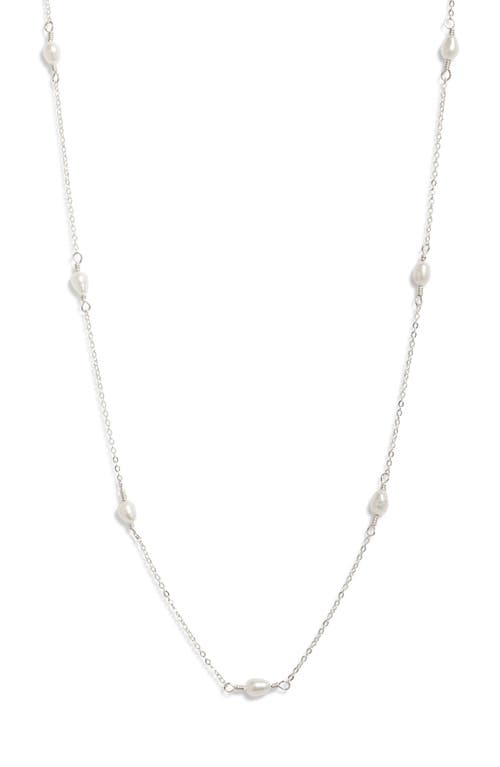 Set & Stones Madeline Freshwater Pearl Station Necklace in Silver 