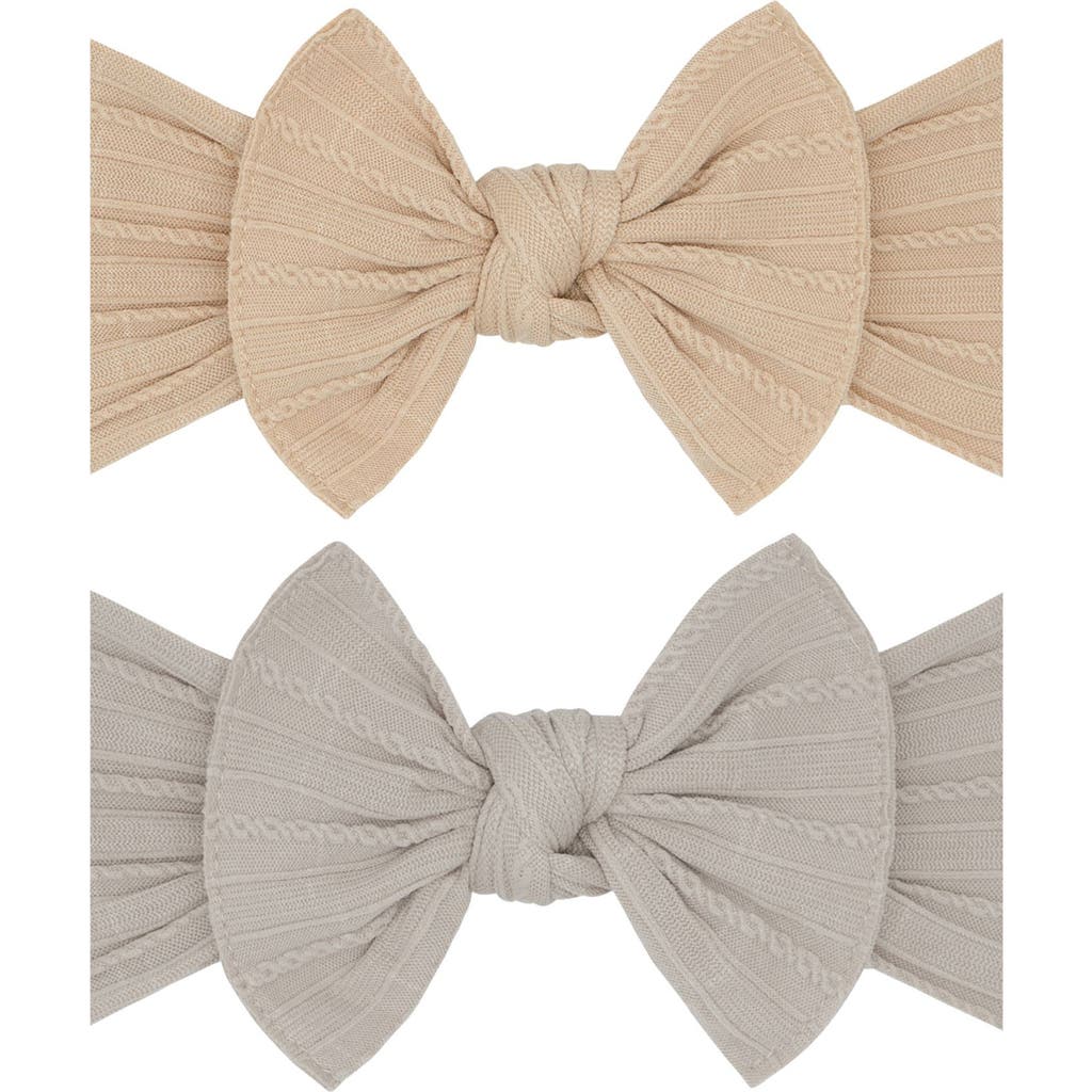 Baby Bling Assorted 2-pack Sweater Bow Headbands In Blush Mushroom