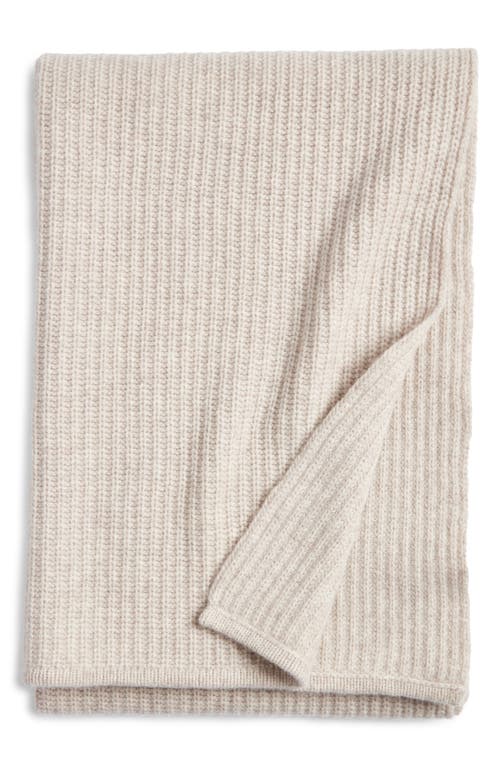Nordstrom Rib Wool & Cashmere Throw Blanket In Beige Birch Heather
