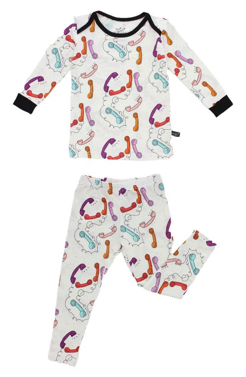 Peregrinewear Peregrine Kidswear Retro Phones Fitted Two-piece Pajamas In White/multi