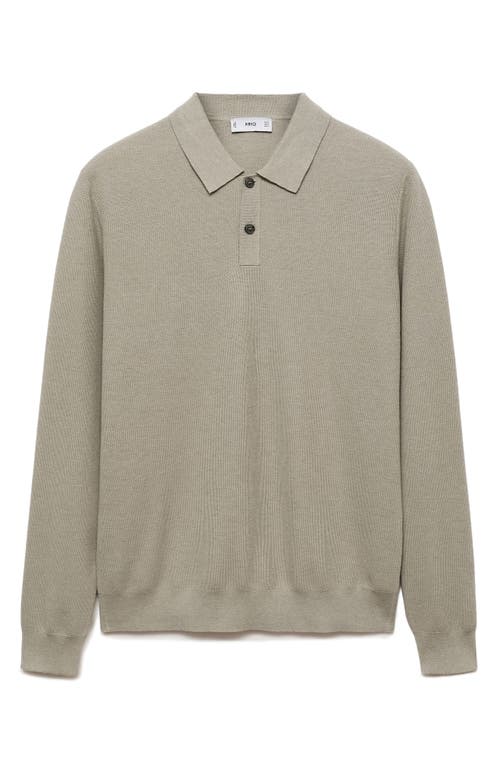 Shop Mango Structured Long Sleeve Polo Top In Pastel Green