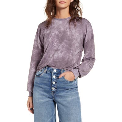 Kirious Tie Dye Long Sleeve Crop Sweatshirt, Purple
