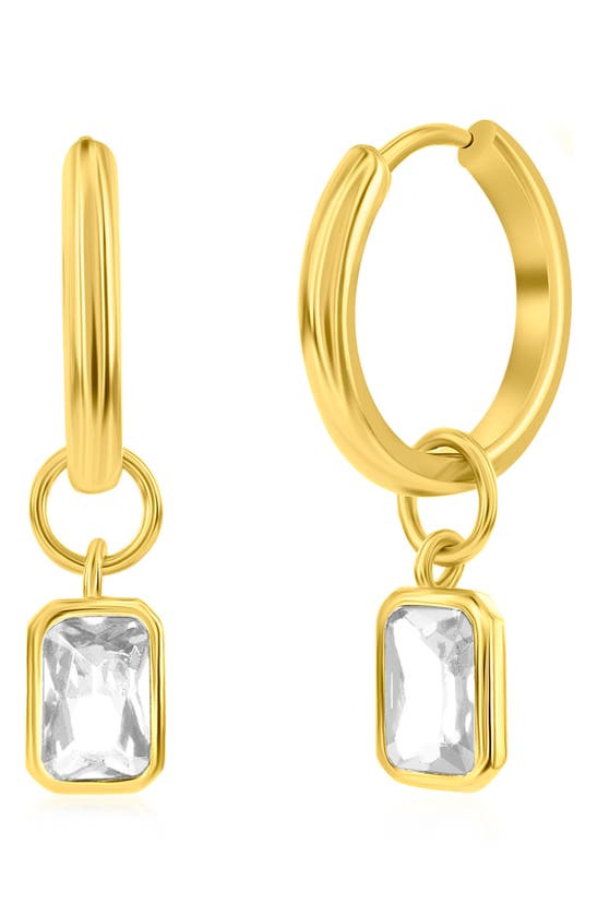 Simona Cubic Zirconia Charm Hoop Earrings In Gold