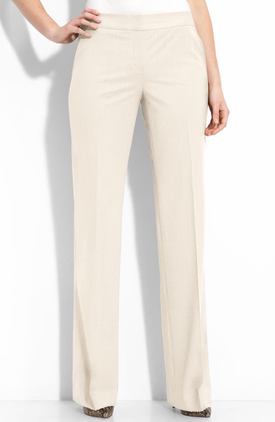 Shop Lafayette 148 'delancey' Stretch Wool Pants In Ivory