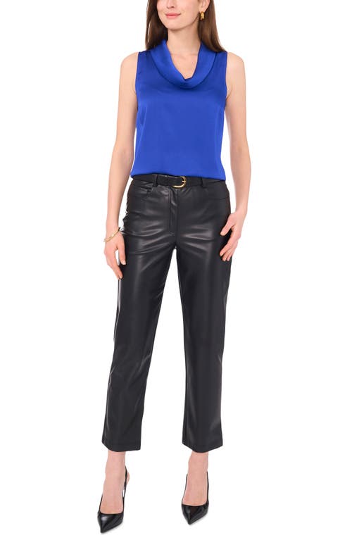 Shop Vince Camuto Hammered Satin Sleeveless Cowl Neck Top In Sapphire Blue