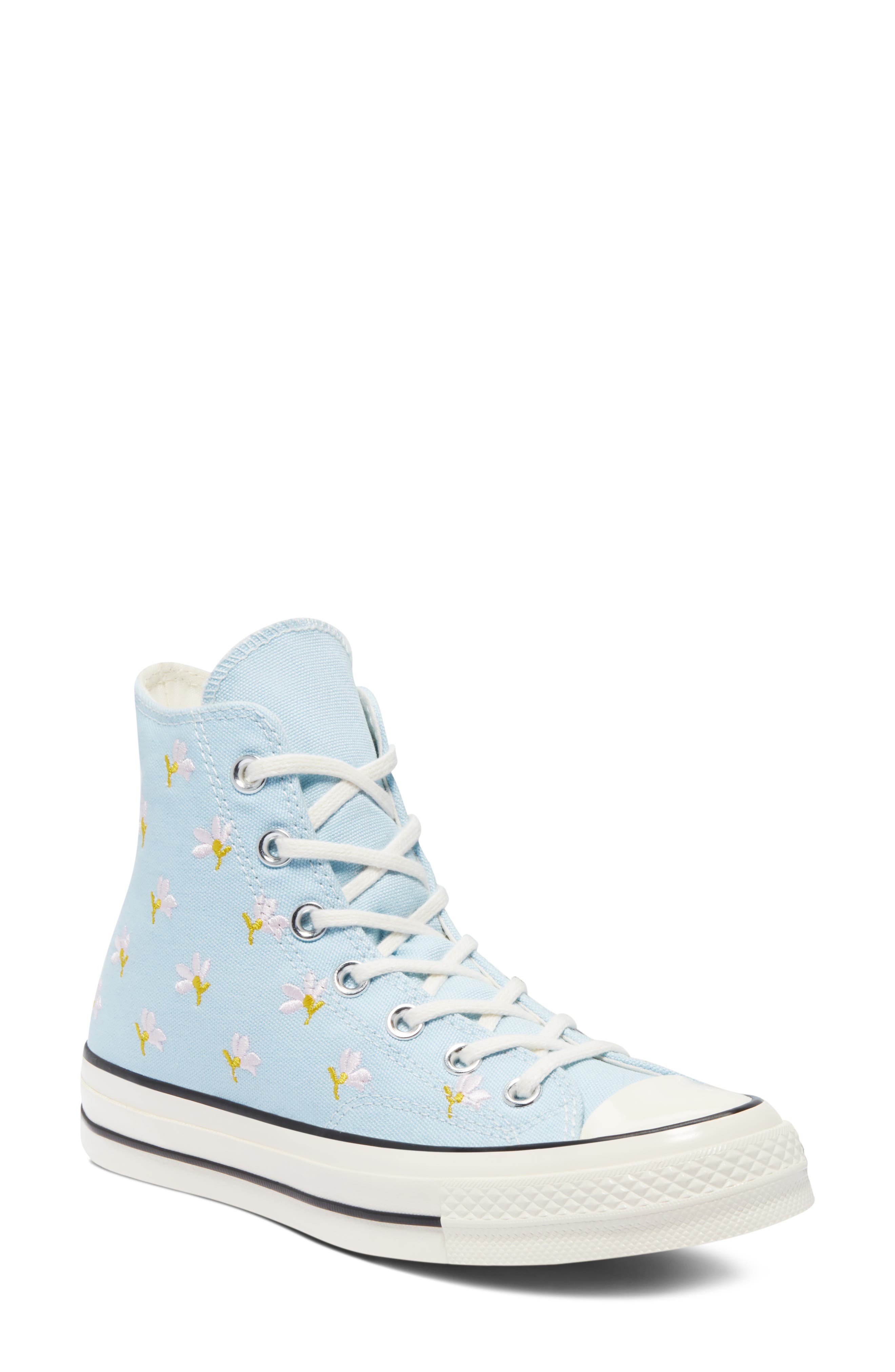 converse chuck 70 hi floral embroidered trainers in blue