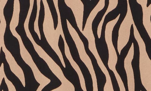 Nordstrom Rack Everyday Long Sleeve Midi Dress In Black- Tan Zebra Stripes