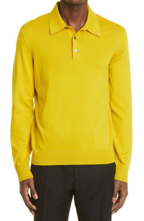 ZEGNA Long Sleeve Cotton & Cashmere Polo Md Yel Sld at Nordstrom, Us
