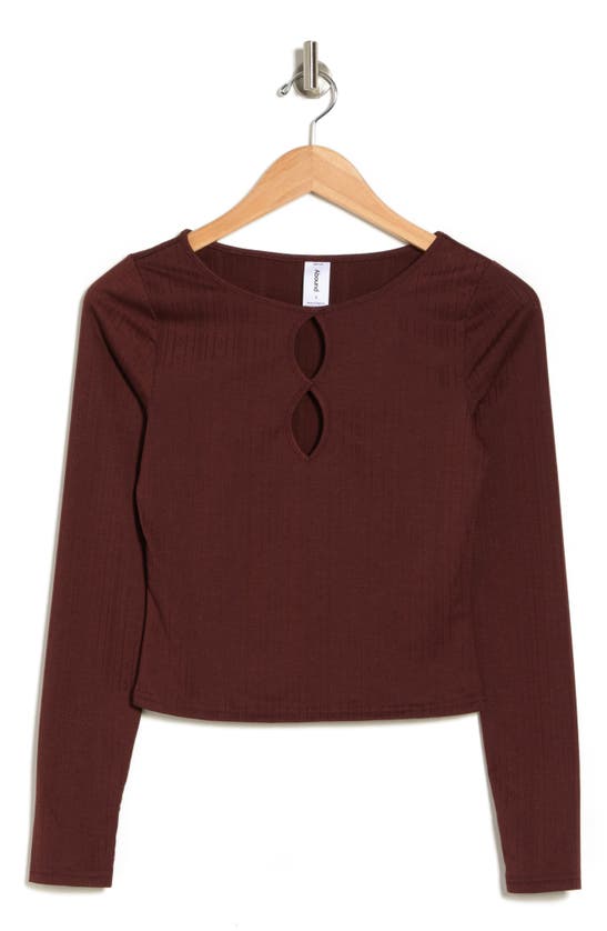 Abound Ribbed Knit Keyhole Top In Brown Chocolate