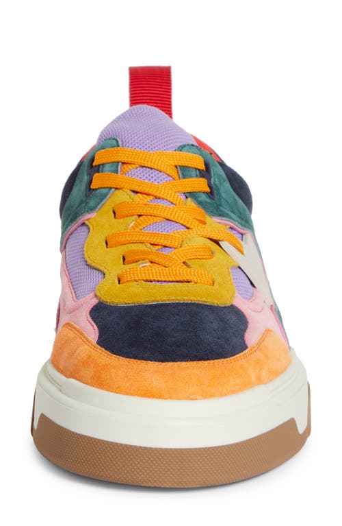 Shop Christian Louboutin Astroloubi Mixed Media Low Top Sneaker In 5631-multi Foam/navy