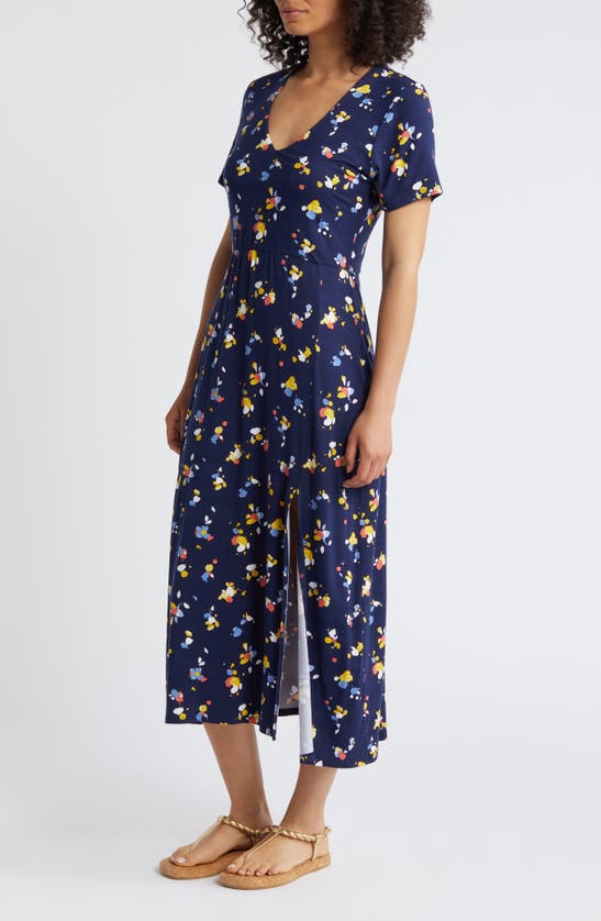 Shop Loveappella Floral Midi Dress In Navy