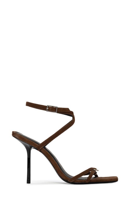 Black Suede Studio Frankie 100 Ankle Strap Sandal In Brown
