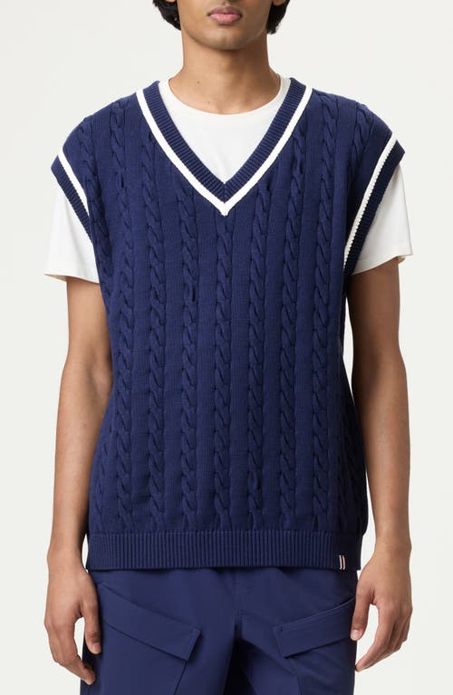 Shop Fila Gender Inclusive Baseline Cable Stitch Sweater Vest In  Navy/gardenia