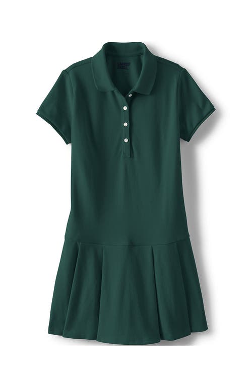 Shop Lands' End School Uniform Girls Short Sleeve Mesh Pleated Polo Dress In Evergreen