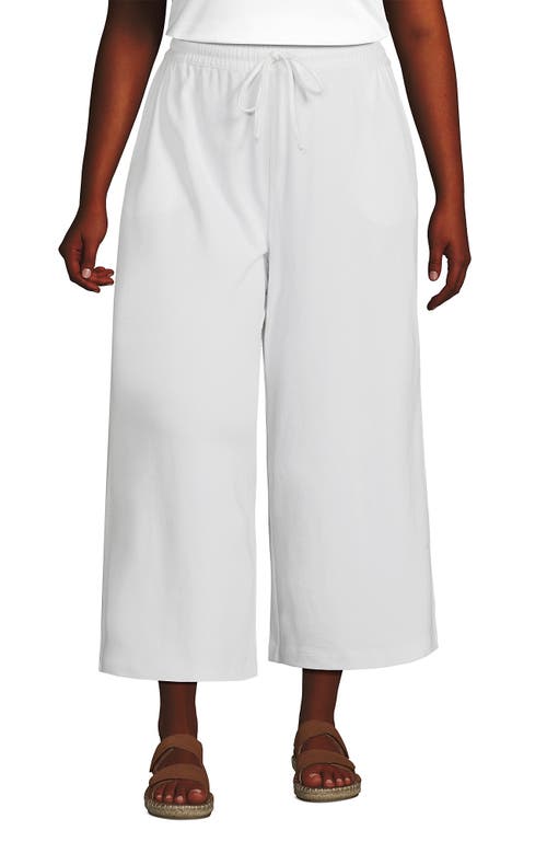 Shop Lands' End Plus Size Sport Knit Elastic Waist Wide Leg Crop Pants In White