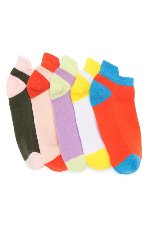 Colored Back Tab No Show Socks - Pack of 5