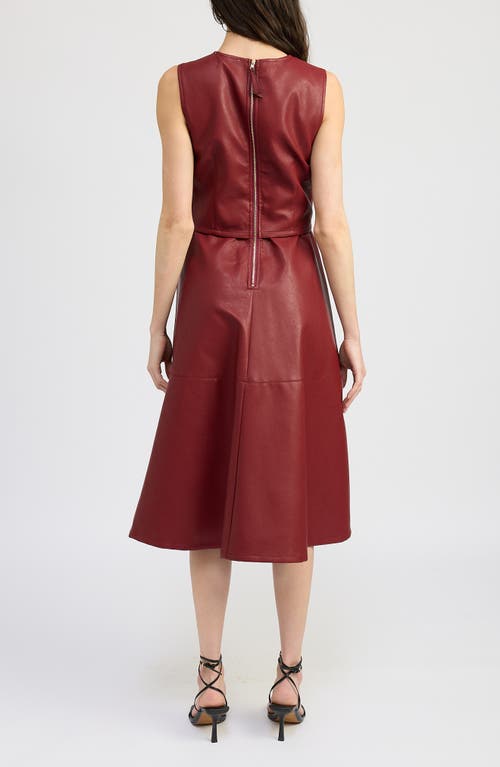 Shop En Saison Campbell Midi Faux Leather Dress In Dark Rose