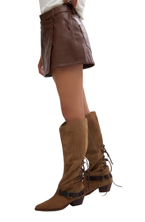 Shop Free People Wynne Faux Leather Asymmetric Miniskirt In Chocolate Fondant