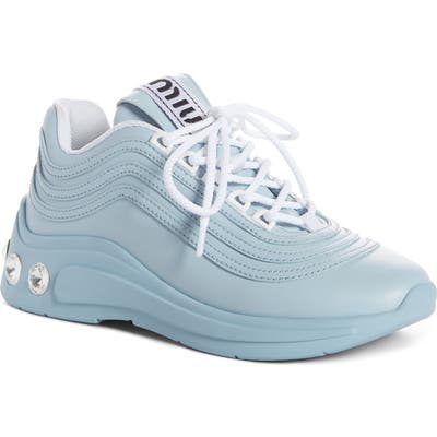 Miu Miu Crystal Embellished Sneaker, Blue