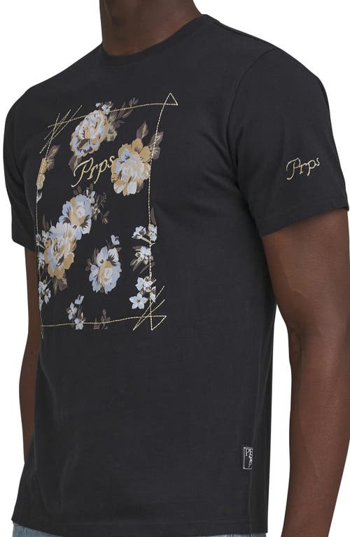 Shop Prps Alba Floral Embroidered Cotton Graphic T-shirt In Black