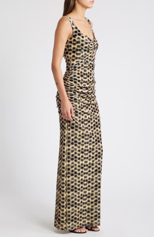 Shop Black Halo Wilder Velvet Column Gown In Roaring Spots