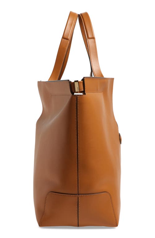 Shop Tod's Di Bag Folio Leather Shopper In Cuoio