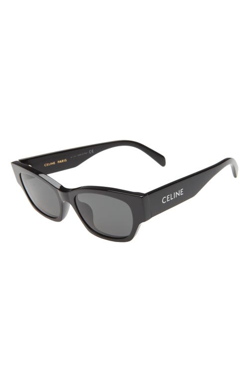 Shop Celine 54mm Cateye In Shiny Black/smoke