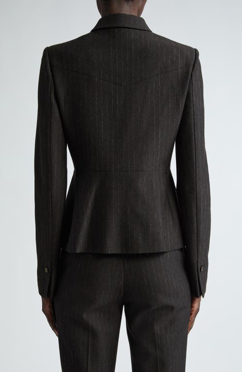 Shop St John St. John Collection Pinstripe Jersey Peplum Jacket In Mocha