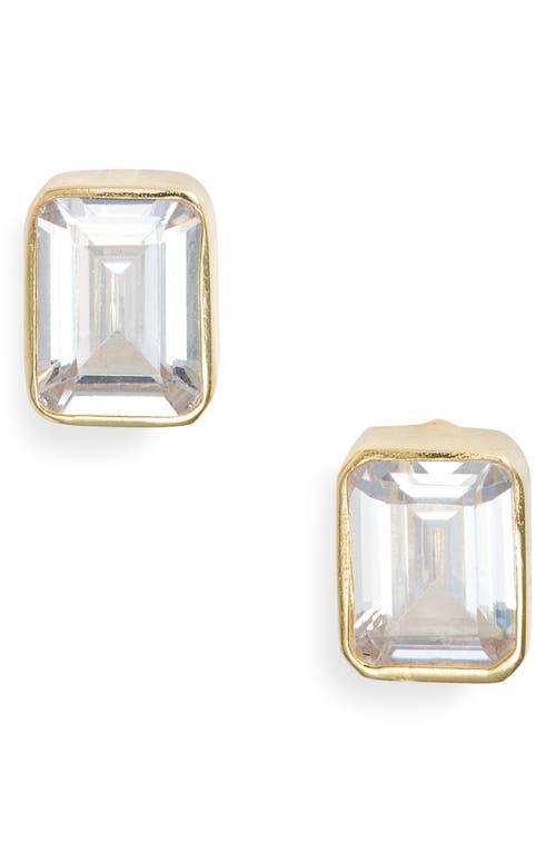 SHYMI Fancy Bezel Stud Earrings in Gold/White/emerald Cut at Nordstrom
