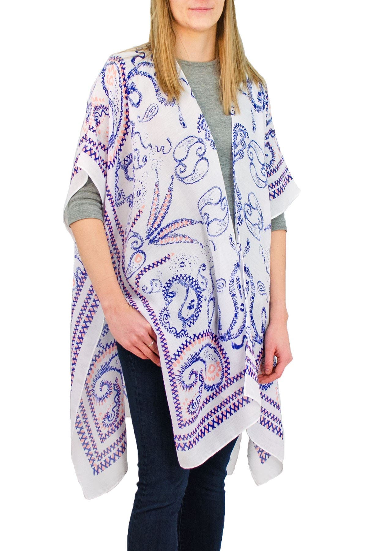 Save The Ocean Paisley Print Kimono In Bl