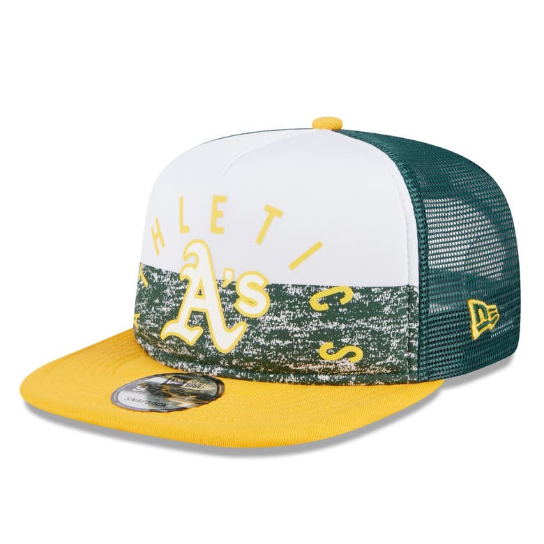 New Era White/gold Oakland Athletics Team Foam Front A-frame Trucker 9fifty Snapback Hat In Multi