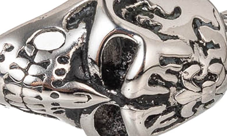 Shop Eye Candy Los Angeles Double Skull Titanium Cuff Bracelet In Silver