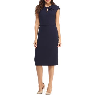 Maggy London Career Keyhole Twist Neck Dress, Blue