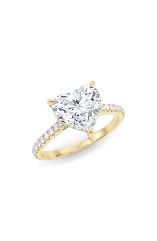Hautecarat Heart Cut & Pavé Lab Created Diamond 18k Gold Ring In 18k Yellow Gold