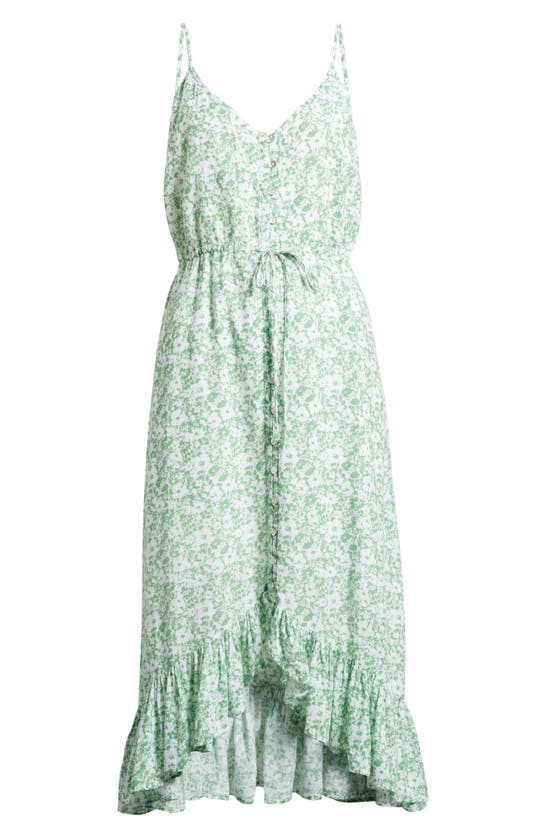 Shop Rails Frida Floral Asymmetric Hem Linen Blend Sundress In Green Texture Floral