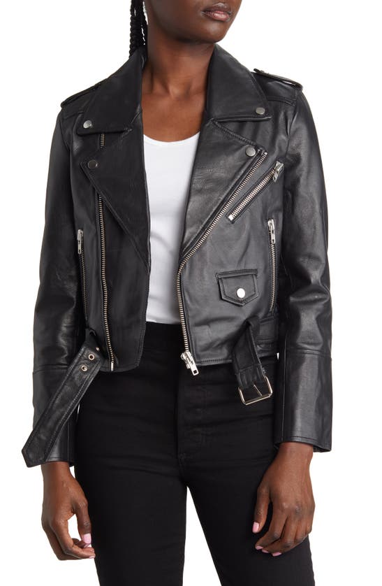 DEADWOOD JOAN CROP LEATHER MOTO JACKET