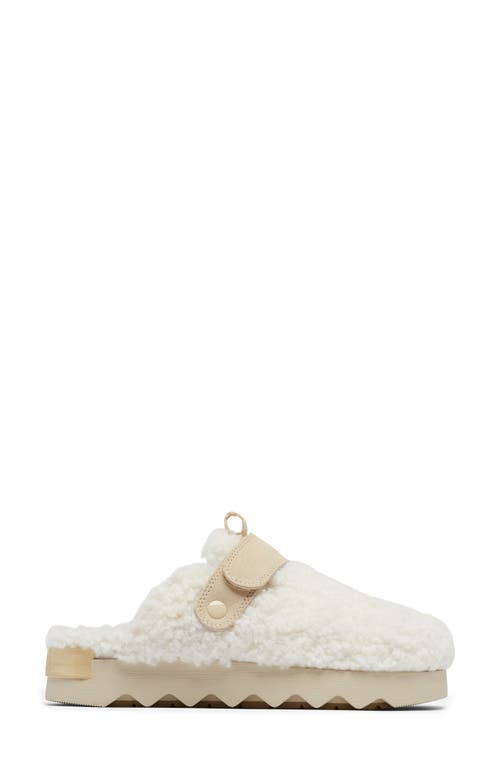 Sorel Viibe Faux Fur Cozy Mules In Natural/bleached Ceramic